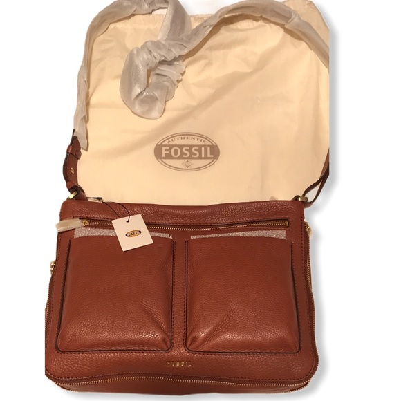 NWT Fossil piper small Crossbody brown pockets - Picture 2 of 15